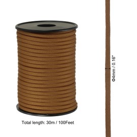 PATIKIL 100FT 550 Paracord, 9 Strand Parachutes Cord Spool 4mm Survival Strong Rope String for Camping Hiking Fishing, Brown