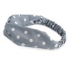 Grey and White Polka-Dotted Twisted Fabric Elastic Headband/Headwrap