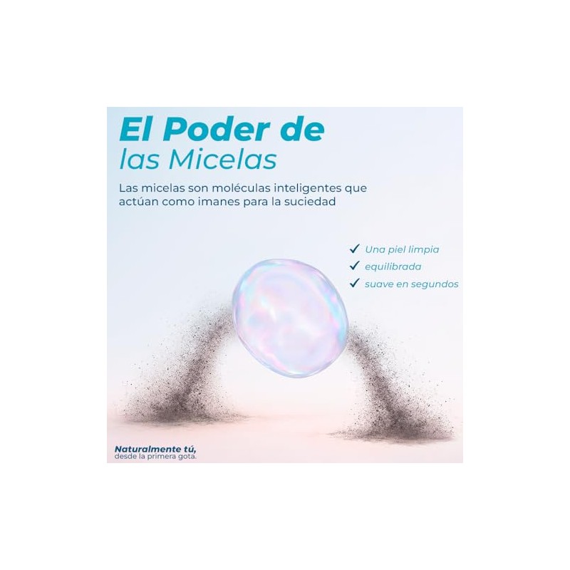 Agua Micelar Desmaquillante con Aloe Vera y Pepino, 250ml, Sin