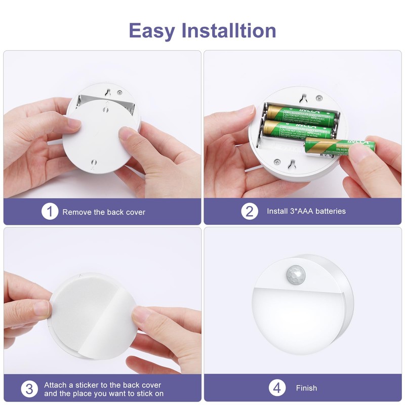 OQIMAX Motion Sensor Light, Battey Powered Under Cabinet Lights, Double