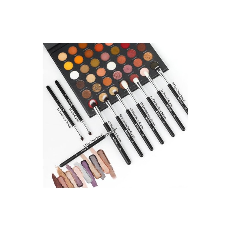 Ducare Brochas Maquillaje Profesionales 15pcs Set Brocha Kabuki Base Mezcla