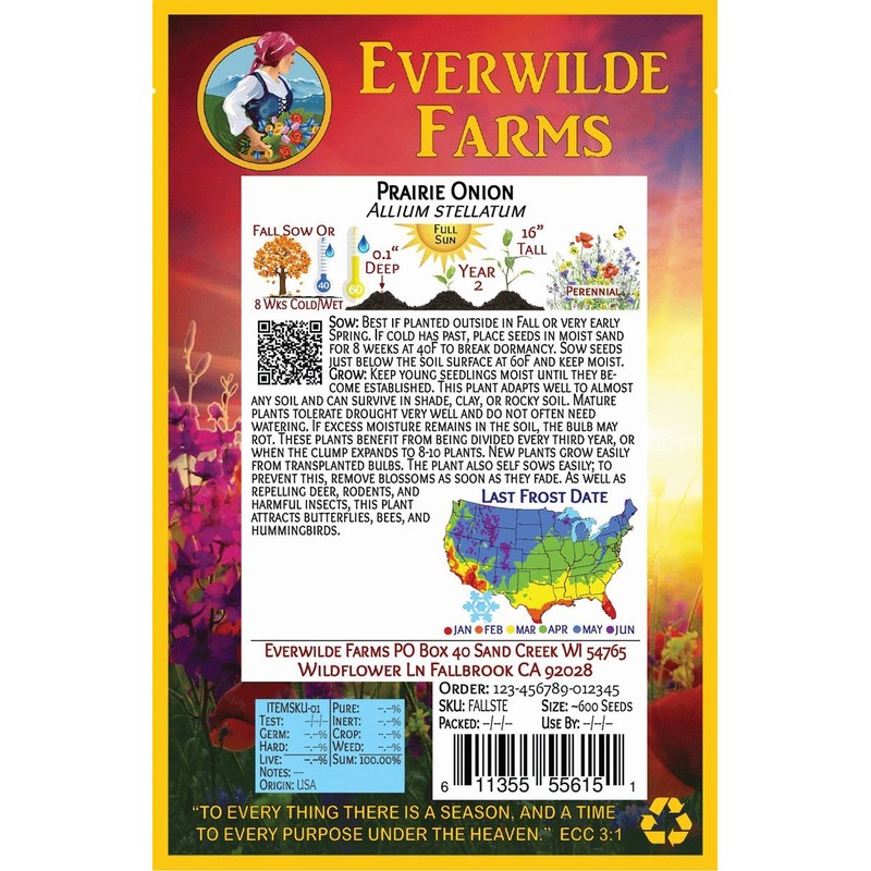 Everwilde Farms - 1 Oz Prairie Onion Native Wildflower Seeds