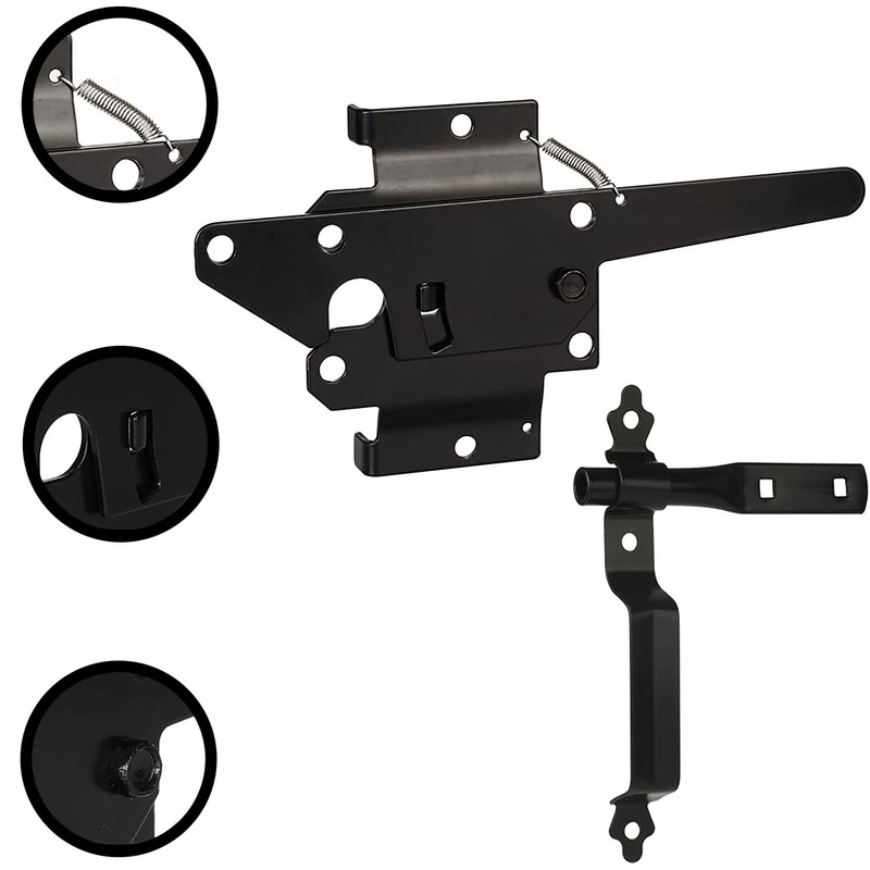 Traditional Post Latch with Handle - Powder Coated Black -