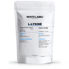 White Label Nutrition L-Lysine Supplement - High Potency - | 30 Capsules | 700mg | UK Made | GMO-Free |