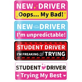 4Pcs Student Driver Magnetic for Car, Funny Magnetic New Driver Stickers, Removable Safety Attention Sign