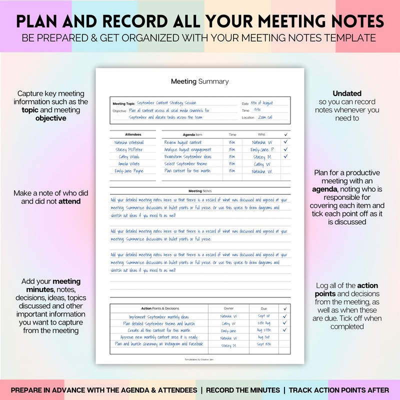 Meeting Minutes Note Taking Professional Notebook | Plan, Record and