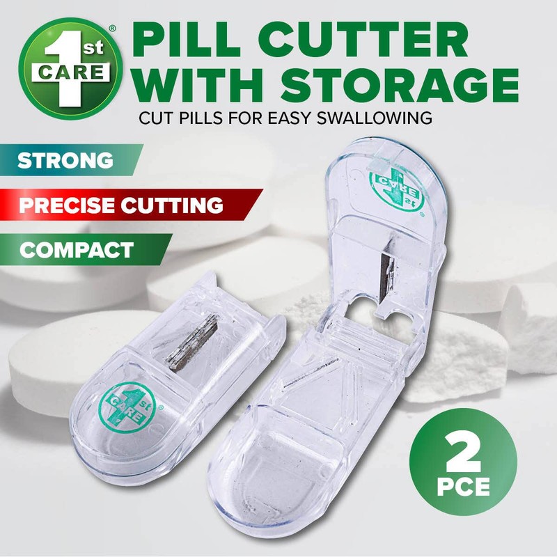 1st Care Pill Cutter with Storage, Cut Pills for Easy