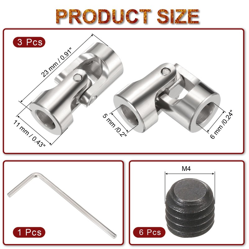 QUARKZMAN 3 Pieces 5 mm to 6 mm ID Steering
