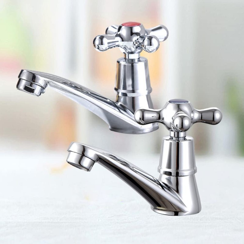 DOITOOL Stainless Steel Single Hole Cross Faucet Set Vintage Bathroom