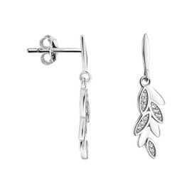 SOFIA MILANI - Women's Earrings 925 Silver - with Zirconia Stone - Leaf Dangle Earring - 21045