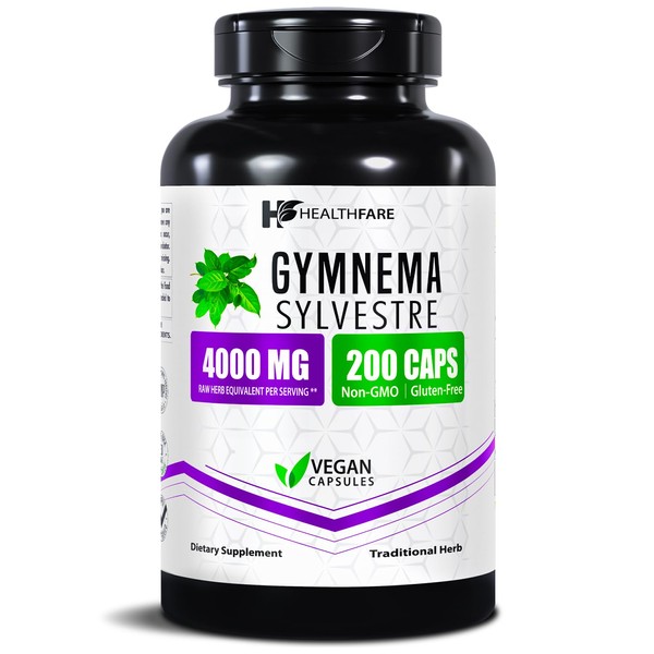 Healthfare Gymnema Sylvestre Capsules 4000mg | 200 Vegan Capsules |