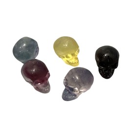 VIE Rainbow Fluorite Mini Skull Head, 1.5x1cm