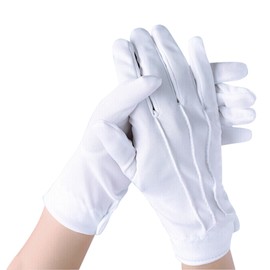2 Pairs of White Gloves, White Gloves Men/Women, White Gloves Costume with Decorative Stitching, Cotton Gloves, Fabric Gloves for Dance Gloves, Gloves, Can be Used on Inspection Gloves for Jewellery,