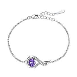 YOEE Bracelets for Womens, Sterling Silver Bracelet Amethyst Bracelet-February Birthstone Bracelet for Teenage Girls, Mum Bracelet February Jewellery for Women With Bracelet Gift Box