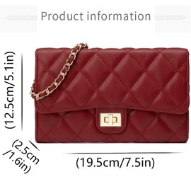 Farcauo Small Purses for Women Red Quilted Trendy Crossbody Bag Mini Shoulder Bag Womens Purse Clutch Satchel Ladies Evening Bag