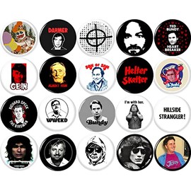 Panic Buttons Serial Killers 20 NEW 1 Inch (25mm) Set of 20 button pins badges
