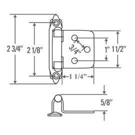 Silverline SH5001-NP Self Close Hinge Cabinet Hardware Face Mount Overlay Variable Nickel Plated, 25 Pairs
