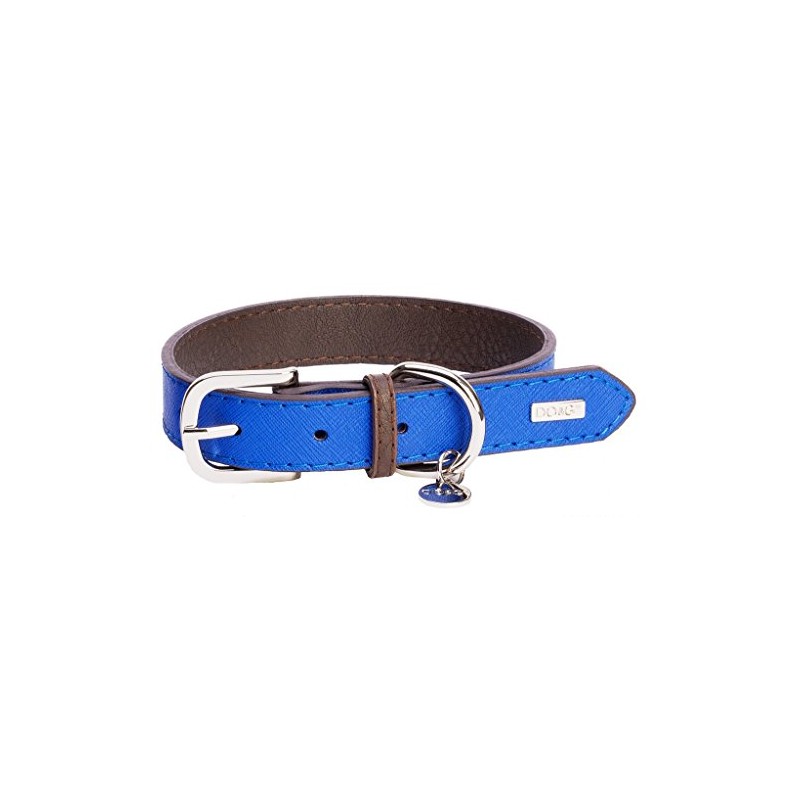 DO & G Leather Collection Dog Collar, Medium, Navy