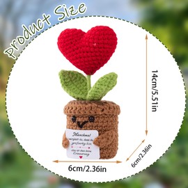 Aruigu Gifts for Women, Girlfriend, Gifts for Mum, for Sisters, Positive Potato, German Replacement Series, Crocheted Gifts, Inspirational Gifts for Colleague Wife, Red Heart, 10 cm