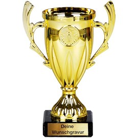 Trophy with Engraving, Size 17 cm, Small Trophy for Children, Football, Tennis, Handball & Volleyball, Perfect for Children's Birthdays & Tournaments, Real Marble Base