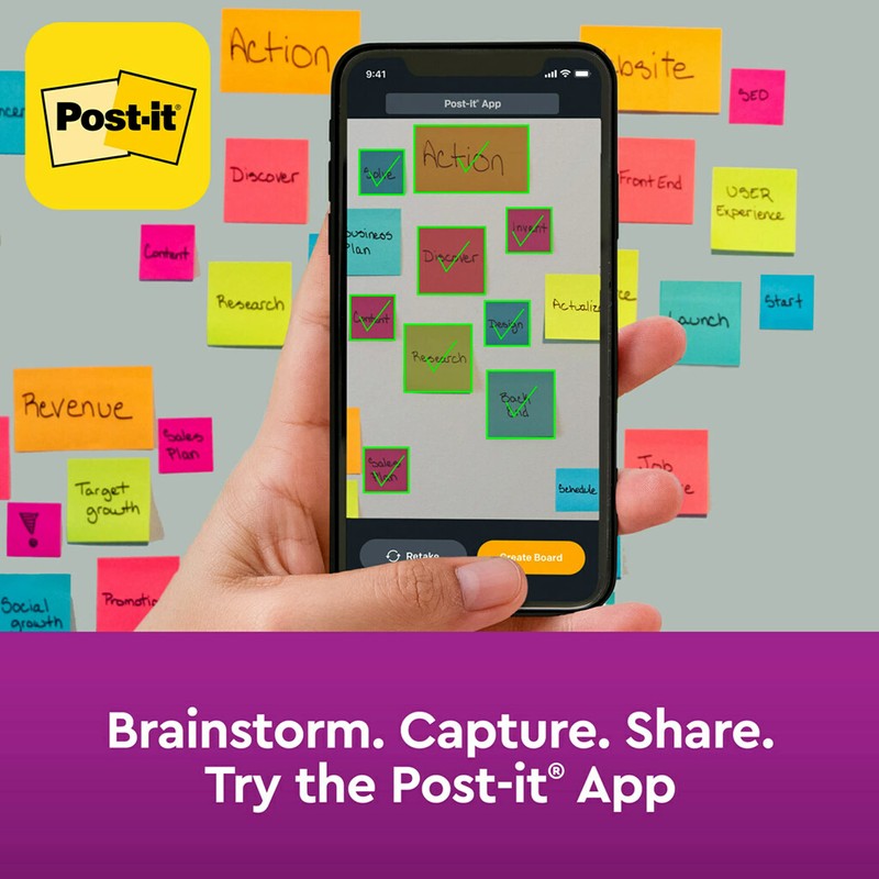 Post-it Super Sticky Notes, 3x3 in, 4 Pads, 2x the