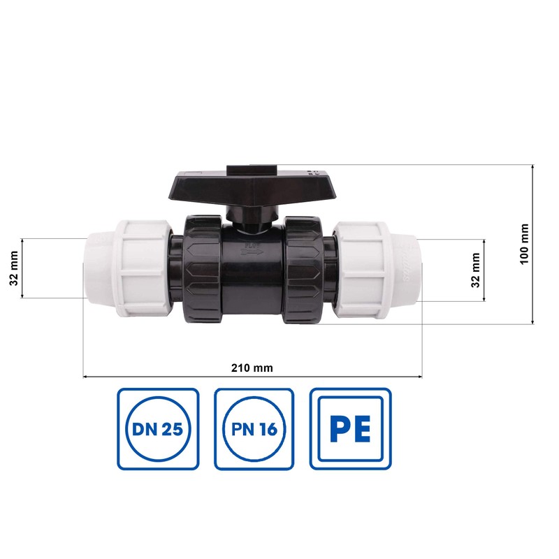 BFG MDPE Fitting für Wasserrohre, Muffe 32mm x 32mm mit