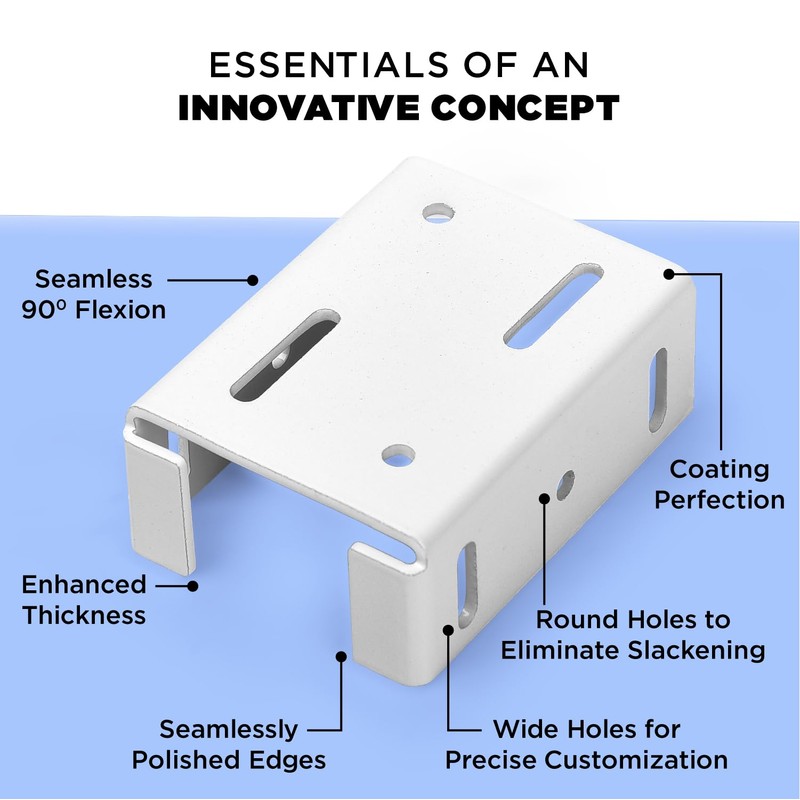 Heavy Duty 2-3/4 inches Rails Brackets Kit, White Alluminum Fence
