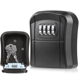 Diyife Key Safe with 4-Digit Combination Code, Waterproof, High Performance Wall Mounted Combination Key, Safe Storage Lock Box for Garages, School, Replacement House Keys (Black)