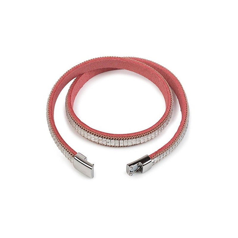 styleBREAKER wrap Bracelet with Extravagant Rhinestone and Plain Coil Chain,