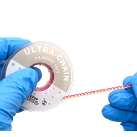 Dental Orthodontic Power Chain Mixed Color Spool Elastic Rubber Bands for Teeth Braces, 15ft/Roll (Yellow&Pink, Closed)