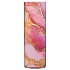 Jarrón de flores de oro rosa de mármol para decoración del hogar de 11.8 x 3.9 pulgadas, florero moderno para el hogar, boda, mesa, oficina, decoración de fiesta