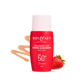 Dot & Key Strawberry Dew Tinted Sunscreen SPF 50+ Pa++++ - 03 Sand Protection Against UA/UB Broad Spectrum, Water & Sweat resistant For All Skin Types 50ml