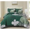 Yiran 7 Pieces King Size Comforter Set,Dark Green Floral Bed
