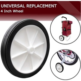 Utility Wheel with Black Rubber Tyre, 100mm Diameter for Air Compressor Trolley Shopping Bag or Cart Puncture Proof PU 4 Inch White Plastic Wheel 8mm Bore