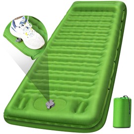 FNARMW Camping Sleeping Pad, Extra Thick 5 Inch Camping Mat with Pillow, Built-in Foot Pump Inflatable Sleeping Pads Compact for Camping Backpacking Hiking Traveling Tent as Camping Essentials（Green）