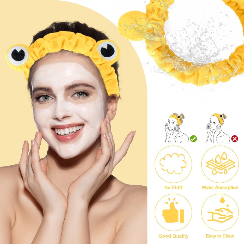 Jowmoy yellow Frog Eye Elastic Headband - Versatile for Spa,