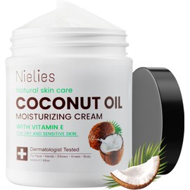 Crema capilar de aceite de coco Nielies, crema hidratante con aceite de coco virgen extra para una hidratación instantánea para todo tipo de piel. 500 g / 17,63 oz (1)