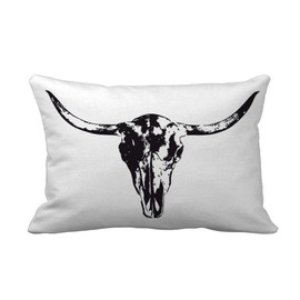 Topyee Throw Pillow Cover Western Longhorn Cow Skull in Black and White Texas 12x20 inches Home Decor Pillow Case Cushion Cover Pillowcase for Couch Bed Sofa