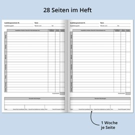 Report book education/training certificate book daily/weekly - DIN A4, 28 sheets, 1 week per page, Monday to Sunday