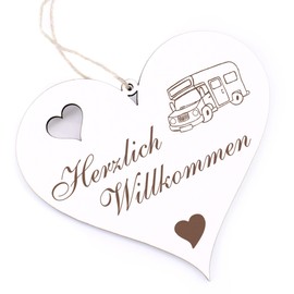 Herzlich Willkommen Sign, Motorhome, Decorative Heart Wooden Welcome Sign, Door Sign, Door Decoration