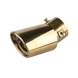 Alpha Depot Muffler Cutter, Downward, Flip-Up, Single, Slash, Oval, Stainless Steel, Automobile, Large Diameter, Universal Dress Up Parts (Gold Curve)