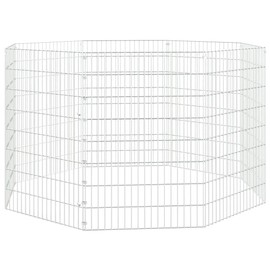 vidaxl Free Range Animal Enclosure 8-Panel Galvanized Iron cage - pet Run/playpen/Hutch 21.3"x31.5" Silver