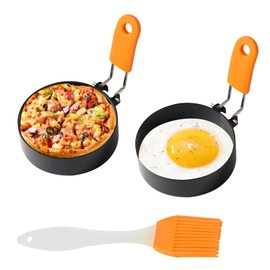 spiegeleierformen für die pfanne (Orange) 2 Stück Spiegeleiform Eierringe Spiegeleierformen für Die Pfanne Maker Eierformer für Gekochte Eierpfanne Spiegeleipfanne Pancake Pfanne Silikonform