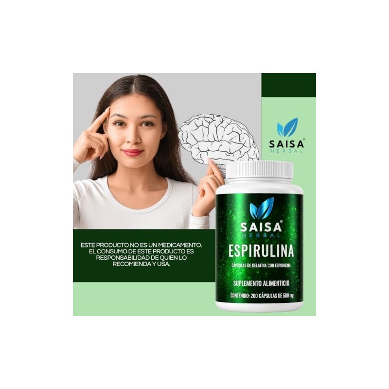 Alga Spirulina 100 Pura Bolsa Con 200 Cápsulas.