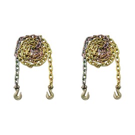2 Grade 70 3/8" x 20' Transport Chains with Grab Hooks On Ends