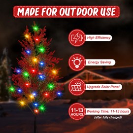 Glitinsel 12 Pack 30 Inch Solar Christmas Tree Lights Prelit Christmas Tree Decorations Waterproof Outdoor Small Xmas Tree Stake Light for Holiday Path Garden Yard Decor(Classic)