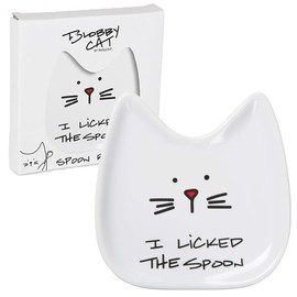 Pavilion Gift Company 37114 I Licked Ceramic Cat Spoon Rest, Stoneware, White