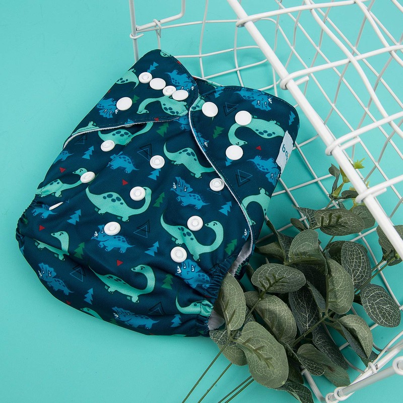 babygoal Reusable Cloth Diapers 6 Pack+10pcs Inserts, One Size Adjustable