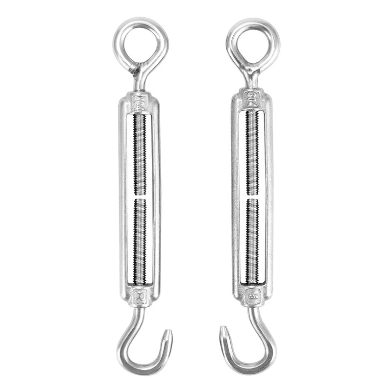 QWORK® Pack of 10 M5 Turnbuckles 304 Stainless Steel, Adjustable