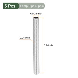 YOKIVE 5pcs Lamp Pipe Nipple 10cm Length M10 Full Thread 1mm Pitch Zinc Plated Pipe Lamp Repair Parts Ideal for Lighting Fixtures